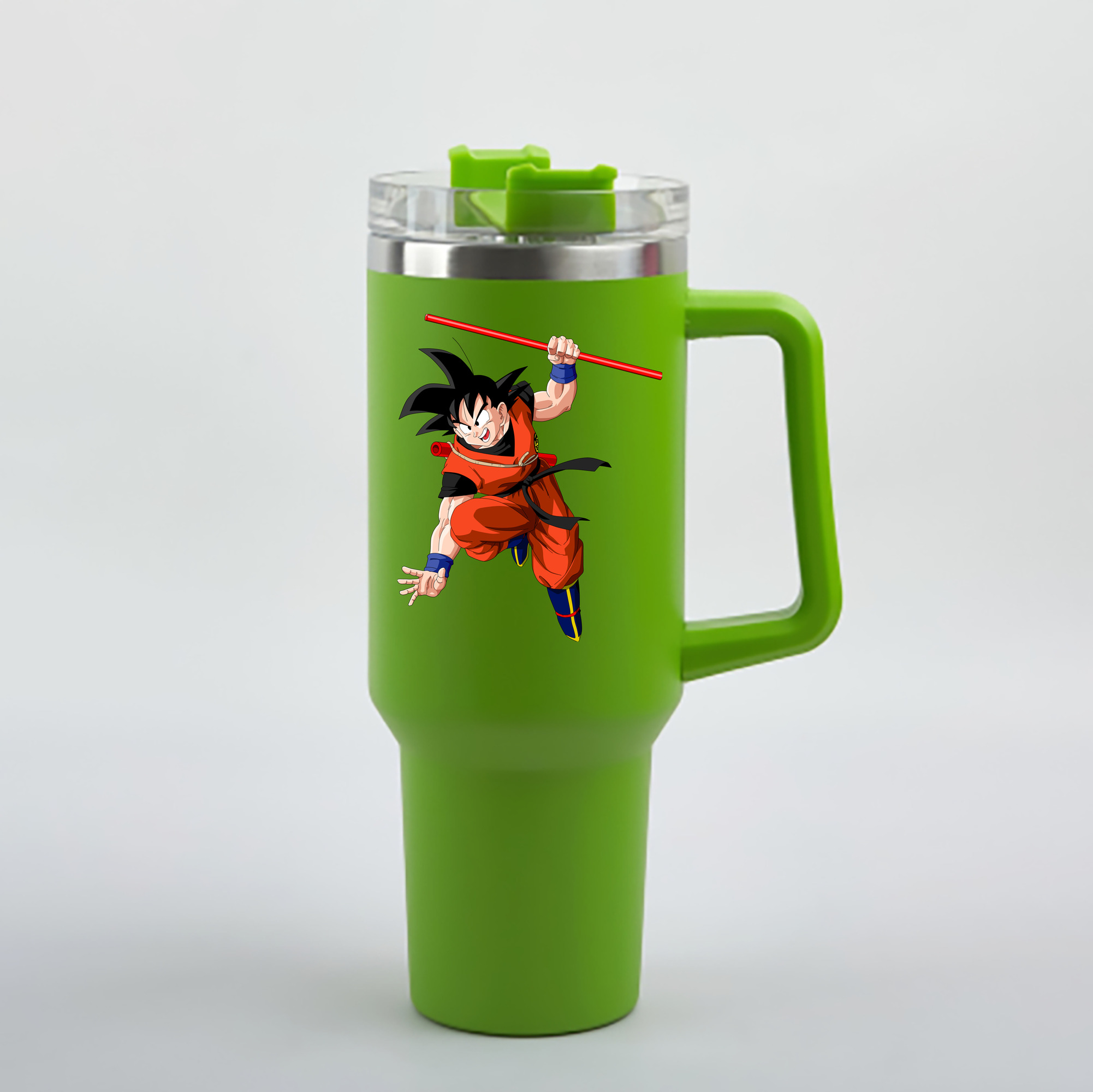 （画像用） ドラゴンボール 孫悟空（そん ごくう）Son Goku カカロット DRAGON BALL Kakarotto 1200mL車用タンブラー - クリスタルステッカー（プラスチックストロー付き）